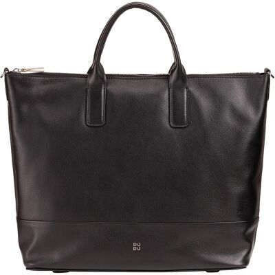Dudu, Damen, Handtasche, Halmahera Shopper Tasche Leder 40 cm, Schwarz, Rosa Dudu, Damen, Handtasche, Halmahera Shopper Tasche Leder 40 cm, Schwarz, Rosa