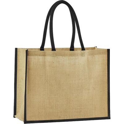 Westford Mill, Unisex, Tasche, Natural Starched Jute Classic Shopper, Schwarz, (21 l) Westford Mill, Unisex, Tasche, Natural Starched Jute Classic Shopper, Schwarz, (21 l)