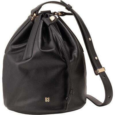 Dudu, Damen, Tasche, Filicudi Beuteltasche Leder 19 cm, Schwarz, Rosa, (8 l) Dudu, Damen, Tasche, Filicudi Beuteltasche Leder 19 cm, Schwarz, Rosa, (8 l)