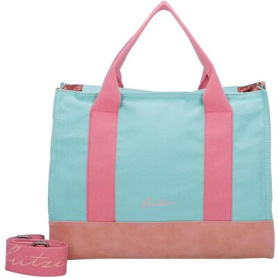 Fritzi aus Preußen, Damen, Handtasche, Canvas Handtasche 40 cm, Türkis, Mehrfarbig, Pink Fritzi aus Preußen, Damen, Handtasche, Canvas Handtasche 40 cm, Türkis, Mehrfarbig, Pink