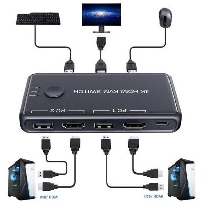 Générique Mini Switch, KVM Switch, Schwarz Générique Mini Switch, KVM Switch, Schwarz