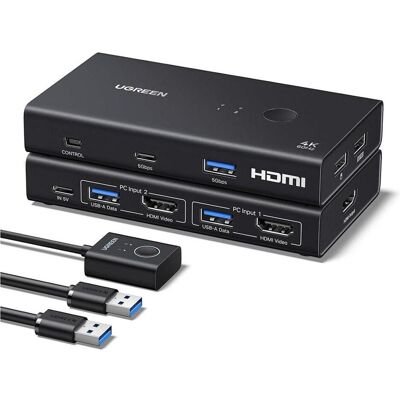 Ugreen Przełącznik AK502 2 wejścia 1 wyjście, KVM Switch, Schwarz Ugreen Przełącznik AK502 2 wejścia 1 wyjście, KVM Switch, Schwarz