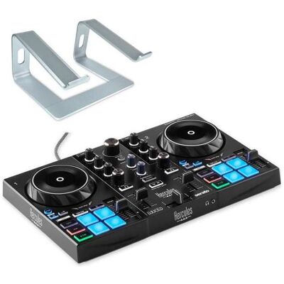 Hercules DJ Control Inpulse 200 MK3 mit Laptop Stativ Silberfarben, DJ Controller Hercules DJ Control Inpulse 200 MK3 mit Laptop Stativ Silberfarben, DJ Controller