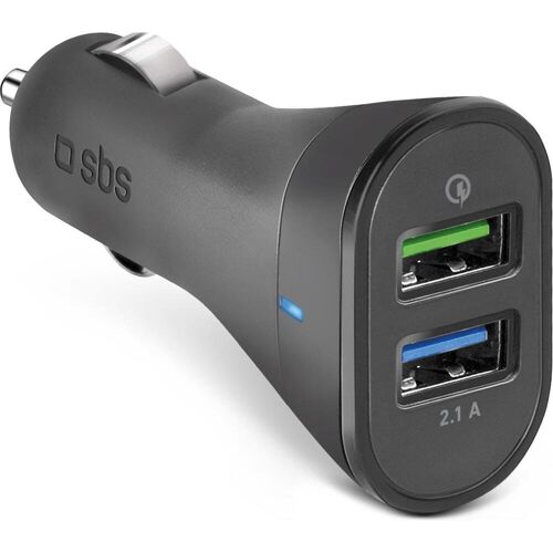 SBS USB-Autoladegerät - Quick Charge, Auto Adapter, Schwarz