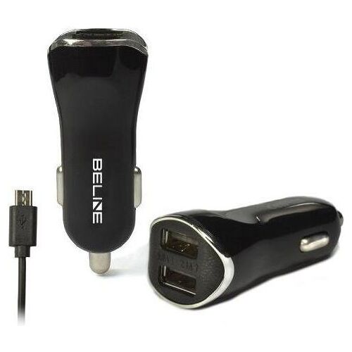 Beline Autoladegerät 2xUSB + microUSB 2.1A schwarz, Auto Adapter, Schwarz