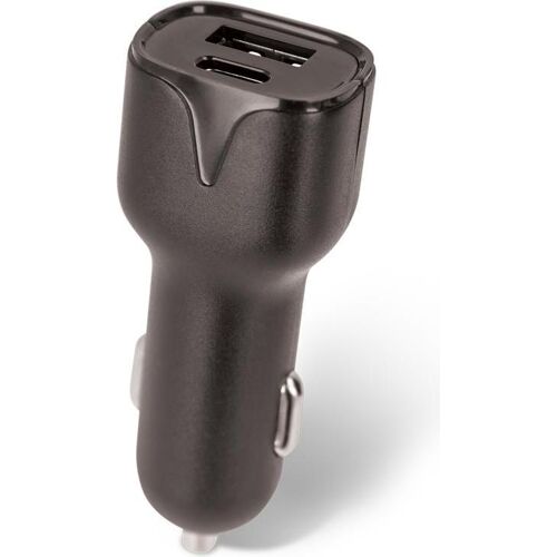 Setty GSM043811 USB-C + USB Autoladegerät, Auto Adapter, Schwarz