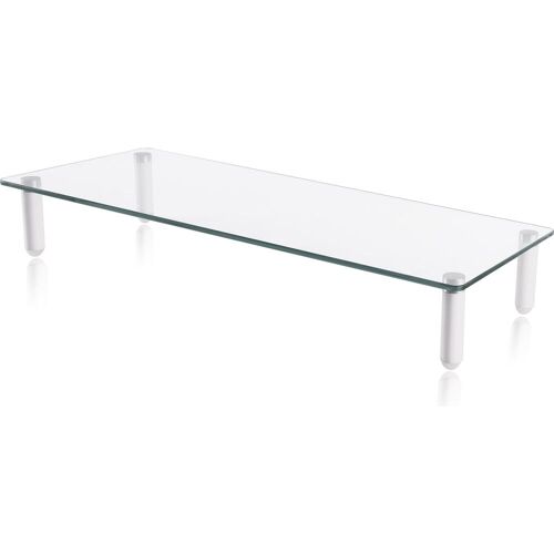 Equip Monitortischerhöhung bis 20kg Glastisch weiss, Monitor Erhöhung, Transparent