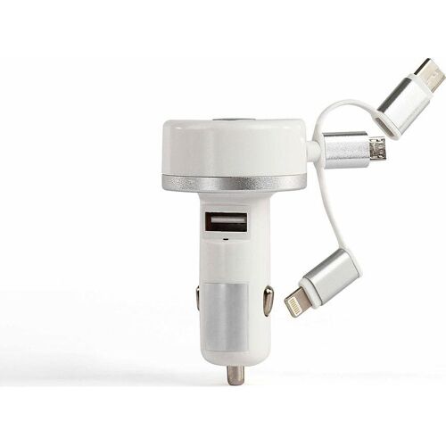 Livoo USB-Autoladegerät mit 3 Anschlüssen, Auto Adapter, Silber