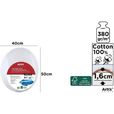 Artix Ovale Leinwand 40x50x1,6cm 380G/m2, Leinwand, Weiss Artix Ovale Leinwand 40x50x1,6cm 380G/m2, Leinwand, Weiss