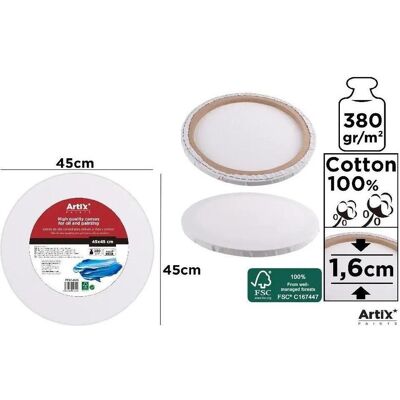 Artix Runde Leinwand 45x45x1,6cm 380G/m2, Leinwand Artix Runde Leinwand 45x45x1,6cm 380G/m2, Leinwand