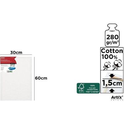 Artix Leinwand 30x60x1,5cm 280G/m2, Leinwand, Weiss Artix Leinwand 30x60x1,5cm 280G/m2, Leinwand, Weiss