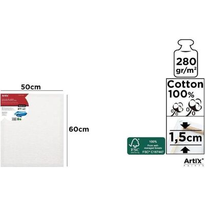 Artix Leinwand 50x60x1,5cm 280G/m2, Leinwand, Weiss Artix Leinwand 50x60x1,5cm 280G/m2, Leinwand, Weiss