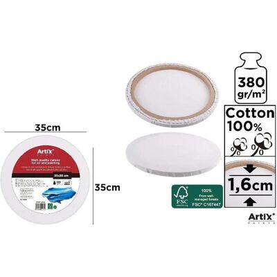 Artix Runde Leinwand 35x35x1,6cm 380G/m2, Leinwand, Mehrfarbig Artix Runde Leinwand 35x35x1,6cm 380G/m2, Leinwand, Mehrfarbig