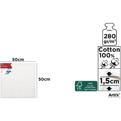 Artix Leinwand 50x50x1,5cm 280G/m2, Leinwand, Weiss Artix Leinwand 50x50x1,5cm 280G/m2, Leinwand, Weiss