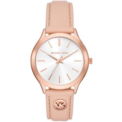 Michael Kors, Armbanduhr, Slim Runway, Rosa, Weiss, Pink, Transparent, Beige, Silber, (Analoguhr, 38 mm) Michael Kors, Armbanduhr, Slim Runway, Rosa, Weiss, Pink, Transparent, Beige, Silber, (Analoguhr, 38 mm)