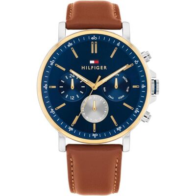 Tommy Hilfiger Armbanduhr, - Tyson 1710703, Gold, Blau, Braun, (Analoguhr, 44 mm) Tommy Hilfiger Armbanduhr, - Tyson 1710703, Gold, Blau, Braun, (Analoguhr, 44 mm)