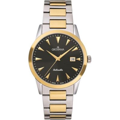 Grovana, Armbanduhr, Belleville Boulevard-Kollektion – Schweizer Montre-Quarz, Gold, Silber, Schwarz, (Swiss Made) Grovana, Armbanduhr, Belleville Boulevard-Kollektion – Schweizer Montre-Quarz, Gold, Silber, Schwarz, (Swiss Made)