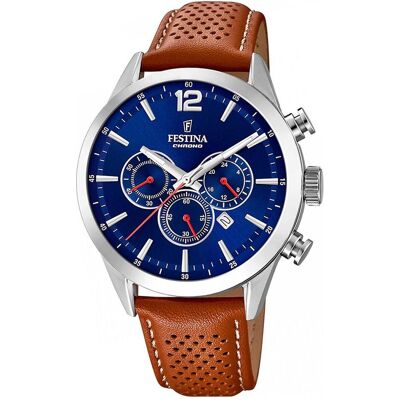 Festina, Armbanduhr, Timeless Chronograph, Blau, Silber, Braun, (Analoguhr, Chronograph, 43.50 mm) Festina, Armbanduhr, Timeless Chronograph, Blau, Silber, Braun, (Analoguhr, Chronograph, 43.50 mm)
