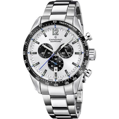 Candino, Armbanduhr, Gents Chrono Timeless, Silber, (Analoguhr, 45 mm) Candino, Armbanduhr, Gents Chrono Timeless, Silber, (Analoguhr, 45 mm)