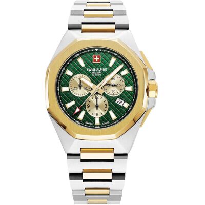 Swiss Alpine Military, Armbanduhr, 7005.9144 Typhoon Herren Chronograph 42mm 10ATM, Silber, Gold, (Sportuhr, 42 mm) Swiss Alpine Military, Armbanduhr, 7005.9144 Typhoon Herren Chronograph 42mm 10ATM, Silber, Gold, (Sportuhr, 42 mm)