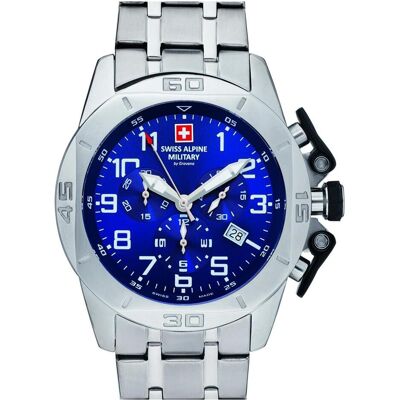 Swiss Alpine Military, Armbanduhr, Chrono, Blau, (Analoguhr, Chronograph, 45 mm) Swiss Alpine Military, Armbanduhr, Chrono, Blau, (Analoguhr, Chronograph, 45 mm)