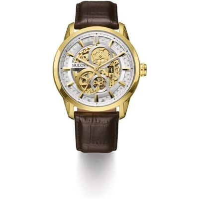 Bulova, Armbanduhr, Automatic / Wilton 97A138 Horloge - Leer - Bruin - 42 mm, Braun, (42 mm) Bulova, Armbanduhr, Automatic / Wilton 97A138 Horloge - Leer - Bruin - 42 mm, Braun, (42 mm)