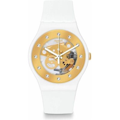 Swatch, Armbanduhr, Sunray Glam, Weiss, (Analoguhr, 41 mm) Swatch, Armbanduhr, Sunray Glam, Weiss, (Analoguhr, 41 mm)