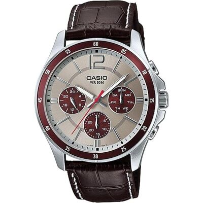 Casio Armbanduhr, Collection, Weiss, Braun, Silber, (43 mm) Casio Armbanduhr, Collection, Weiss, Braun, Silber, (43 mm)