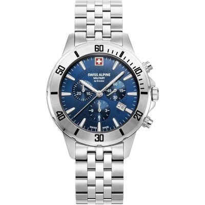 Swiss Alpine Military, Armbanduhr, 7024.9135 Herrenuhr Cruiser Chronograph 44mm 10ATM, Blau, Silber, (Analoguhr, 44 mm) Swiss Alpine Military, Armbanduhr, 7024.9135 Herrenuhr Cruiser Chronograph 44mm 10ATM, Blau, Silber, (Analoguhr, 44 mm)