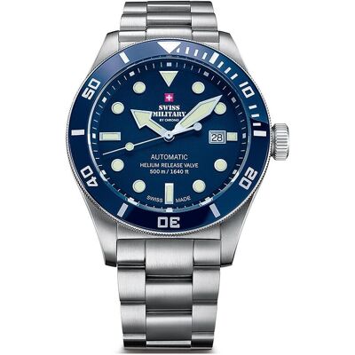 Swiss Military, Armbanduhr, Automatic, Silber, (Taucheruhr, 44 mm) Swiss Military, Armbanduhr, Automatic, Silber, (Taucheruhr, 44 mm)