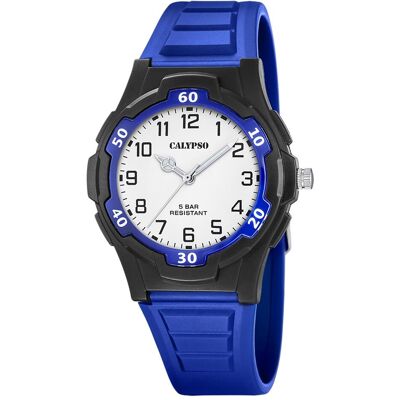 Calypso, Armbanduhr, Blaue Herrenuhr, Gummiarmband, Weiss, Blau, Schwarz, (Analoguhr, 32 mm) Calypso, Armbanduhr, Blaue Herrenuhr, Gummiarmband, Weiss, Blau, Schwarz, (Analoguhr, 32 mm)