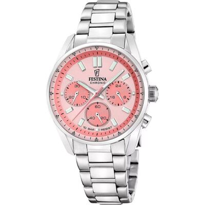 Festina, Armbanduhr, F20753/4 Boyfriend Collection, Rosa, Silber, (Chronograph, 37.50 mm) Festina, Armbanduhr, F20753/4 Boyfriend Collection, Rosa, Silber, (Chronograph, 37.50 mm)