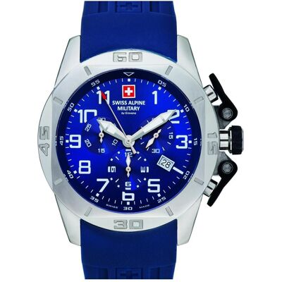 Swiss Alpine Military, Armbanduhr, 7063.9835 Chrono 45mm 10ATM, Blau, (Chronograph, 45 mm) Swiss Alpine Military, Armbanduhr, 7063.9835 Chrono 45mm 10ATM, Blau, (Chronograph, 45 mm)