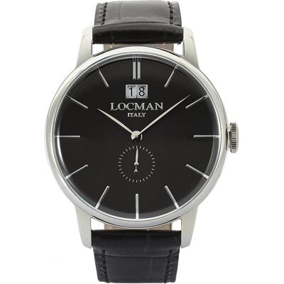 Locman, Armbanduhr, Italy Herrenuhr 1960 Big Date schwarz Ref. 0252, Silber, Schwarz, (Analoguhr, 41 mm) Locman, Armbanduhr, Italy Herrenuhr 1960 Big Date schwarz Ref. 0252, Silber, Schwarz, (Analoguhr, 41 mm)