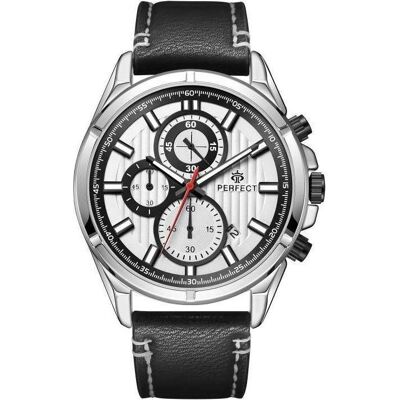 Perfect Day, Armbanduhr, HERREN PERFECT CH03L - CHRONOGRAPH (zp352e) + BOX, Silber, Schwarz, (Chronograph, 44.80 mm) Perfect Day, Armbanduhr, HERREN PERFECT CH03L - CHRONOGRAPH (zp352e) + BOX, Silber, Schwarz, (Chronograph, 44.80 mm)