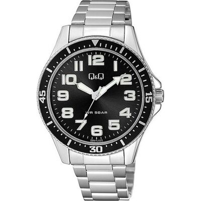Q&Q, Armbanduhr, Analog watches QB64J225 (M), Schwarz, Silber, (Analoguhr, 45 mm) Q&Q, Armbanduhr, Analog watches QB64J225 (M), Schwarz, Silber, (Analoguhr, 45 mm)