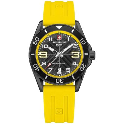Swiss Alpine Military, Armbanduhr, 7029.1878 Raptor Herrenuhr 42mm 10ATM, Schwarz, Gelb, (Sportuhr, Swiss Made, 42 mm) Swiss Alpine Military, Armbanduhr, 7029.1878 Raptor Herrenuhr 42mm 10ATM, Schwarz, Gelb, (Sportuhr, Swiss Made, 42 mm)