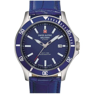 Swiss Alpine Military, Armbanduhr, 7022.1535, Blau, (Analoguhr, 42 mm) Swiss Alpine Military, Armbanduhr, 7022.1535, Blau, (Analoguhr, 42 mm)