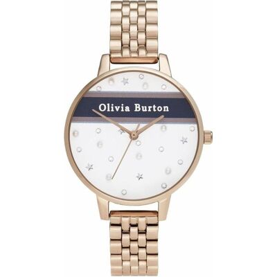 Olivia Burton, Armbanduhr, Damenuhr Pink & Navy Stripe OB16VS06, Pink, (Analoguhr, 34 mm) Olivia Burton, Armbanduhr, Damenuhr Pink & Navy Stripe OB16VS06, Pink, (Analoguhr, 34 mm)
