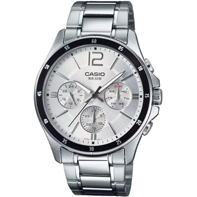Casio Armbanduhr, Collection, Silber, Weiss, Grau, (Chronograph, 43 mm) Casio Armbanduhr, Collection, Silber, Weiss, Grau, (Chronograph, 43 mm)