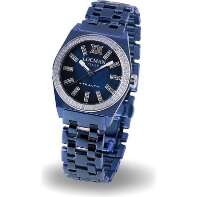 Locman, Armbanduhr, Italy Damenuhr Stealth mit Diamanten 1,76 ct. blau Ref.0204PB, Mehrfarbig, (Analoguhr, 33 mm) Locman, Armbanduhr, Italy Damenuhr Stealth mit Diamanten 1,76 ct. blau Ref.0204PB, Mehrfarbig, (Analoguhr, 33 mm)
