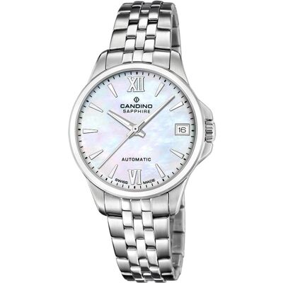 Candino, Armbanduhr, Automatic, Silber, Blau, Türkis, (Analoguhr, 34 mm) Candino, Armbanduhr, Automatic, Silber, Blau, Türkis, (Analoguhr, 34 mm)
