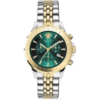 Versace, Armbanduhr, VEV602023 Signature, Silber, Gold, (Chronograph, 44 mm) Versace, Armbanduhr, VEV602023 Signature, Silber, Gold, (Chronograph, 44 mm)