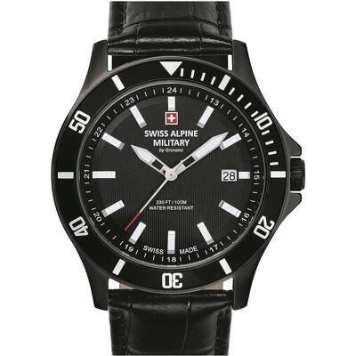 Swiss Alpine Military, Armbanduhr, 7022.1577 Herren 42mm 10ATM, Schwarz, (Analoguhr, 42 mm) Swiss Alpine Military, Armbanduhr, 7022.1577 Herren 42mm 10ATM, Schwarz, (Analoguhr, 42 mm)