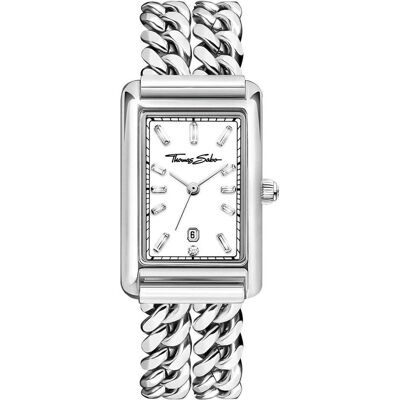 Thomas Sabo, Armbanduhr, Damenuhr rechteckig silberfarben, Silber, (Analoguhr) Thomas Sabo, Armbanduhr, Damenuhr rechteckig silberfarben, Silber, (Analoguhr)