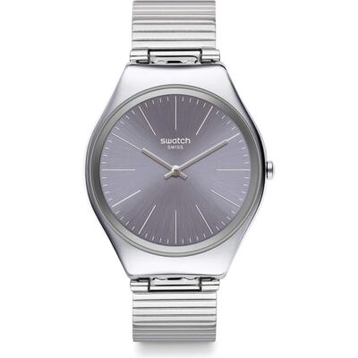 Swatch, Armbanduhr, Skinsteel, Grau, Silber, (Analoguhr, 38 mm) Swatch, Armbanduhr, Skinsteel, Grau, Silber, (Analoguhr, 38 mm)