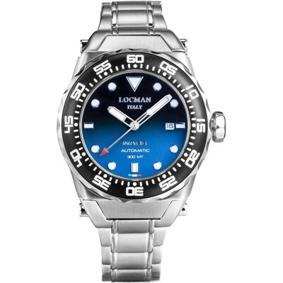 Locman, Armbanduhr, Italy Herrenuhr Mare 300MT Automatik Ref.0559, Silber, Blau, (Analoguhr, 44 mm) Locman, Armbanduhr, Italy Herrenuhr Mare 300MT Automatik Ref.0559, Silber, Blau, (Analoguhr, 44 mm)