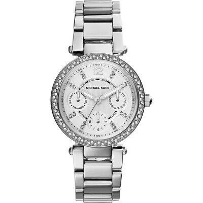 Michael Kors, Armbanduhr, Mini Parker, Silber, (Chronograph, 33 mm) Michael Kors, Armbanduhr, Mini Parker, Silber, (Chronograph, 33 mm)