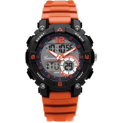 Garonne, Armbanduhr, KQ26Q475, Orange, Grau, (Analoguhr, Digitaluhr) Garonne, Armbanduhr, KQ26Q475, Orange, Grau, (Analoguhr, Digitaluhr)