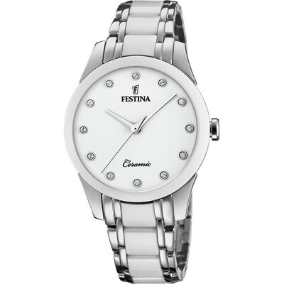 Festina, Armbanduhr, Ceramic 20499/1, Silber, Weiss, (Analoguhr, 35 mm) Festina, Armbanduhr, Ceramic 20499/1, Silber, Weiss, (Analoguhr, 35 mm)